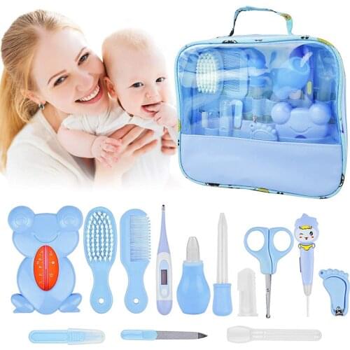 Baby Care Set Baby Healthcare Kit 13PCS Thermometer Feeder Nasal Aspirator Toothbrush Newborn Manicure Nail Clippers Hairbrush