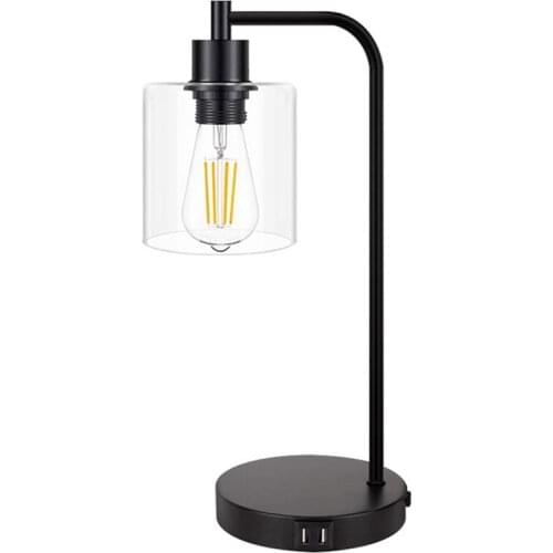 Industrial Press Control Table Lamps Bedside Nightstand Reading Lamps with Glass Shade for Bedroom Living Room US Plug