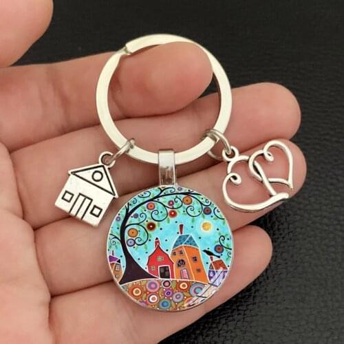 New/New House Key Keychain Beautiful House Keyring Under the Starry Sky Personalized Jewelry Gift New Home Keychain High Quality