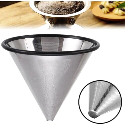Silver Reusable Coffee Filter Durable Stainless Steel Single-layer Quality Mesh Filter Paperless Cone Dripper Coffee Filter