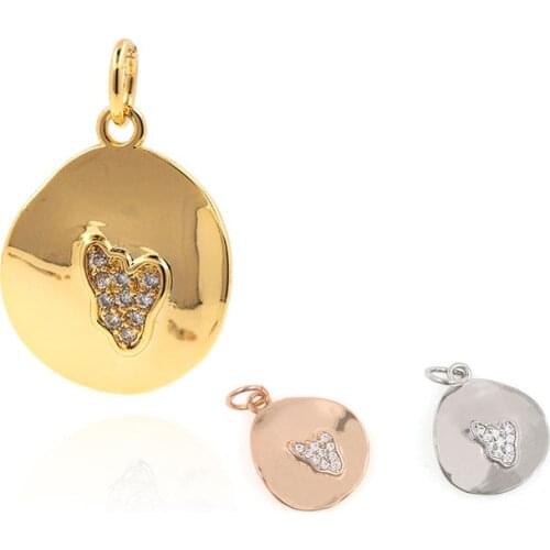 Round Heart Pendant, Heart-Shaped Charm, DIY Jewelry And Bracelet Necklace Making Supplies 20x13.6x2.8MM