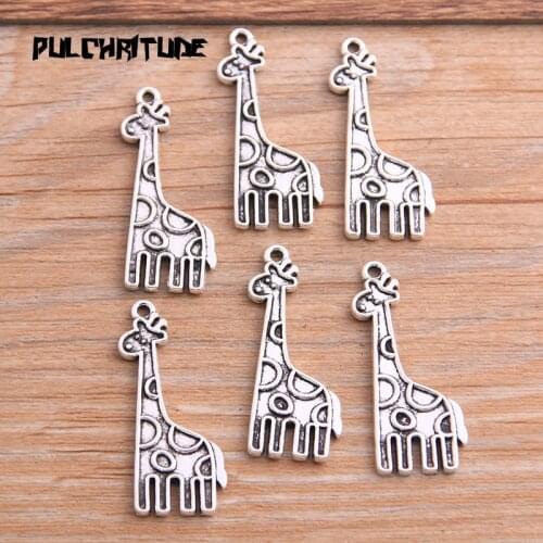 10pcs 17*32mm Ancient Silver color color Color Metal Zinc Alloy Giraffe Charms Fit DIY Jewelry Animal Pendant Charms Makings