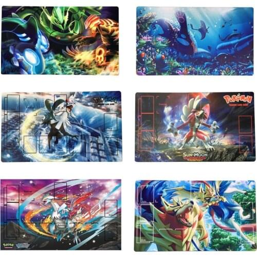 Pokemon PTCG Battle Card Table Mat Card Mat Silvally Kyurem Kyogre Three Sacred 600x350x1.5mm DIY Double Mat Kids Toy Gift