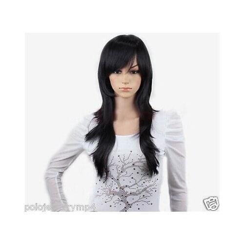 Hot heat resistant Party hair>>>New Cosplay Fashion Black Long Women Full Wigs