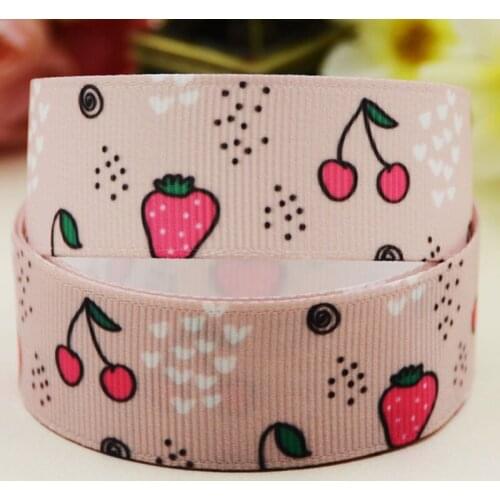 22mm 25mm 38mm 75mm Strawberry Cartoon pattern printed Grosgrain Ribbon party decoration 10 Yards X-04193
