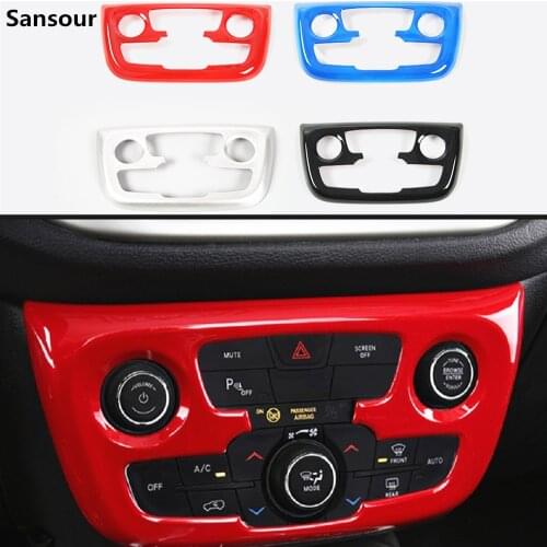 Sansour 5 Color ABS Car Air Condition Control Panel Interior Decoration Stickers For Jeep Compass 2017 Up Automatic Car Styling