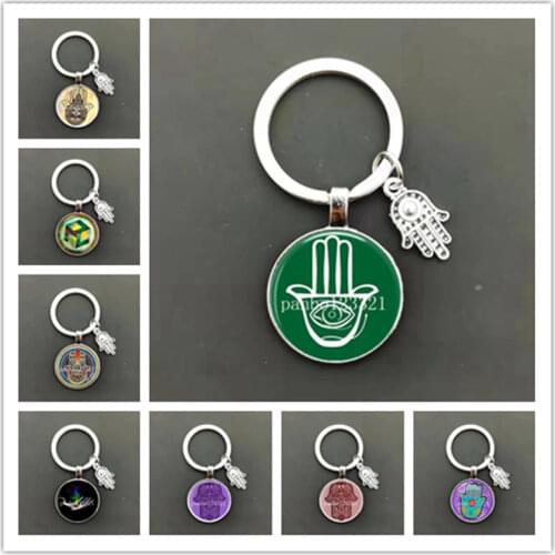 Lucky Hamsa Fatima Hand Eyes Keychains Charm Amulet Purse Bag Buckle Pendant For Car Keyrings key chains holder women