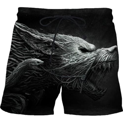 Wolf Shorts Men Animal Casual Short Pants Cargo Black Beach 3d Printed Shorts Gothic Fitness Mens Shorts New Male Summer