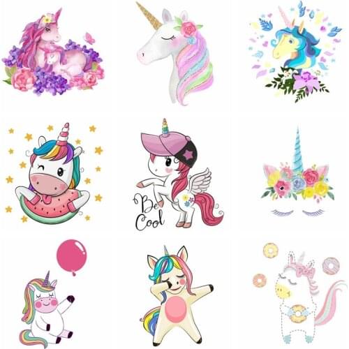 Cute Unicorn Patches Iron On Patches For Clothing DIY Cartoon Patch Heat Transfer Patches Thermal Sticker On Clothes Applique