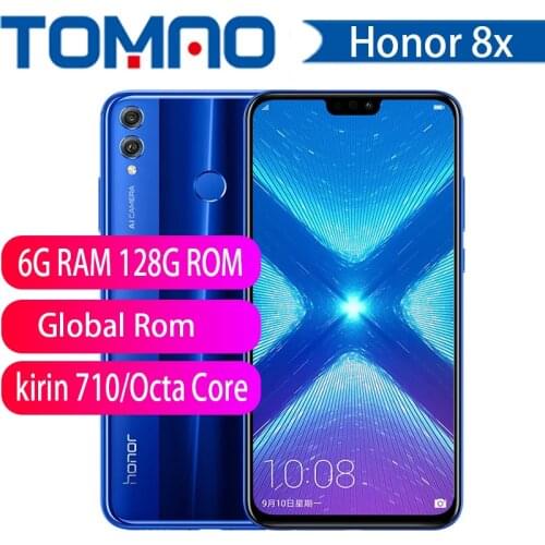 New Honor 8X MobilePhone 6.5" Screen Kirin 710 3750mAh Battery Android 8.1 Dual Back 20MP Camera Multiple Language Smartphone