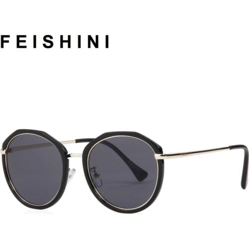 FEISHINI Protable UV Gradient Oval Sunglasses Women Transparent Clear 2020 Fashion High Quality Colored Unisex korea Glasses Men