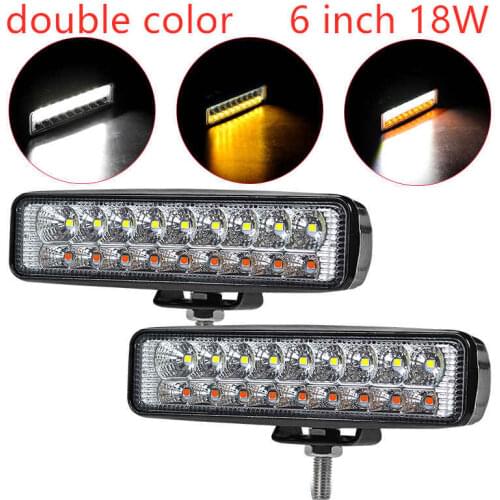 6 inch LED Work Light bar double color 12V 24V Spot Flood Beam For offroad Moto SUV ATV LED Day Driving fog Lamp spotlight