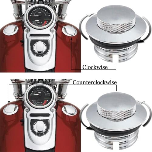 2Pcs Motorcycle Chrome Pop Up Gas Cap Fuel Cap Tank Cover Screw-In For Harley Big Twin Sportster XL Dyna Softail Touring Street