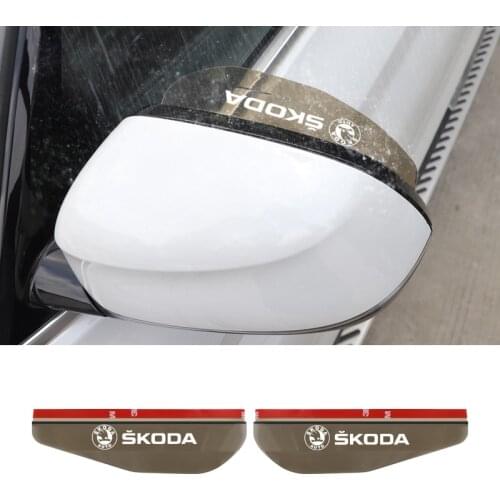 2Pcs PVC Car Rearview Mirror Rainproof Eyebrow Deflectors For Skoda Rapid Octavia Kodiaq Karoq Scala Superb Fabia Kamiq