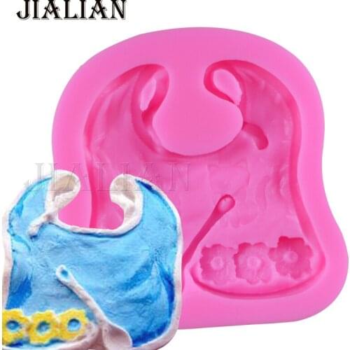 3D Baby Saliva pocket Lovely Flowers Spoon silicone mold chocolate fondant cake decoration tools Clay Resin sugar Candy T0862