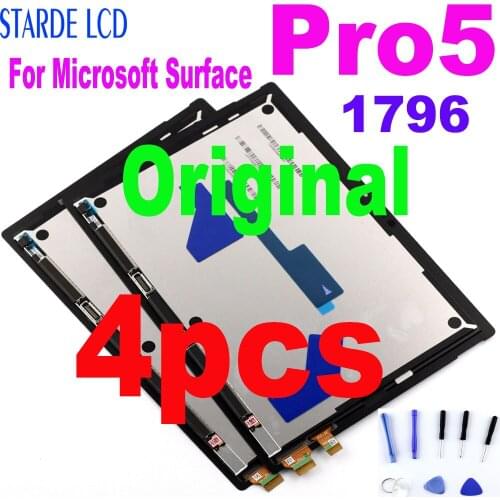 4pcs Lcd For Microsoft Surface Pro 5 1796 LCD Display Touch Screen Digitizer Assembly LP123WQ1 For Microsoft Surface Pro5 LCD