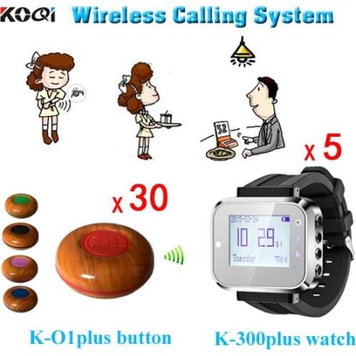 5pcs Wristwatch+30pcs Buttons Hot Sale Highly Recommend Tea House Bars Swimming Pool Beach Hotel Clinic Table Buzzer System