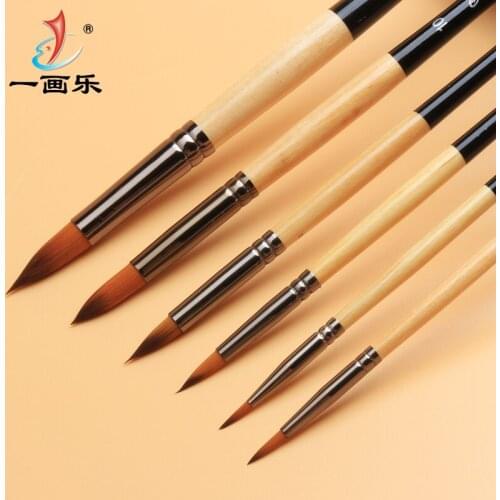 Eval Round Shape Nylon Hair 6Pcs Chinese Watercolor Paint Brushes DIY Drawing Art Brushes Pen Set Supplies For School Kids Tool