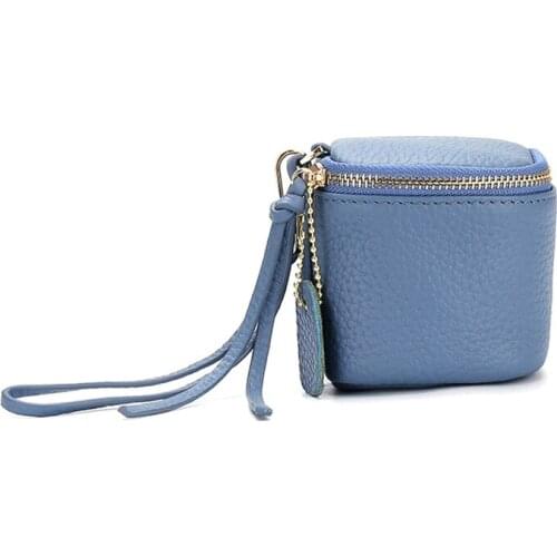 6PCS / LOT Genuine Leather Cube Mini Coin Bag Women Handbag Makeup Bag