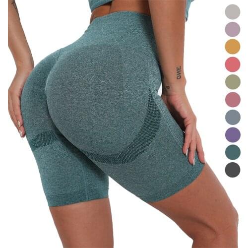 Seamless Quick-Drying Fitness Sport Shorts High Waist Workout Yoga Tight Running Shorts Scrunch Butt Shorts Women Gym Leggings