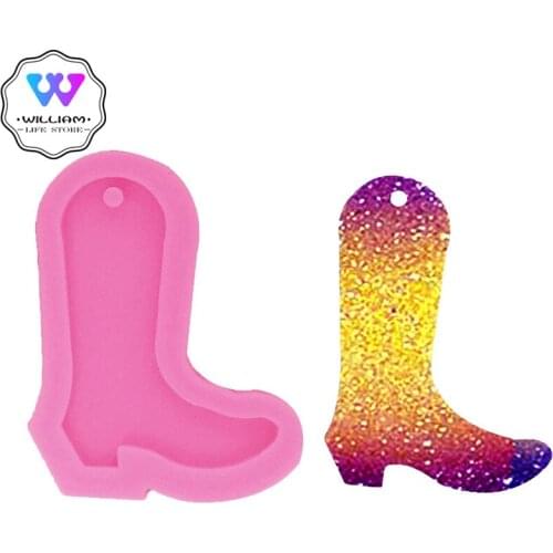 Shiny cowboy boot Key chains silicone mold DIY epoxy Resin Shoes silicone mold for Keychain accessories Pendant