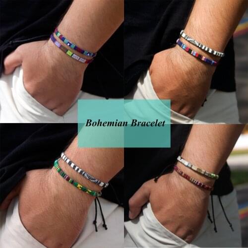 Eif Dock Ethnic Rainbow Bracelet Retro Handmade Boho Stackable Woven Braided Bohimia Friendship Bracelets Women Men Wholesale