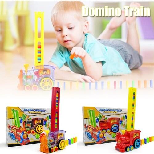 Train Electric Domino Car Vehicle Model Magical Automatic Set Up Colorful Plastic Domino Toy AN88