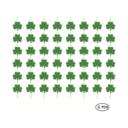 Green Paper Garlands Lucky Grass Clover Leaves Clover Hanging String Spring Themed Party Ireland St Patricks Day Decorations