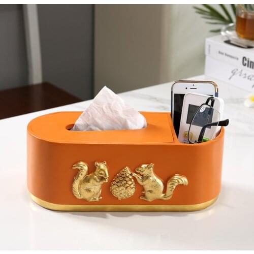 Tissue Box Desktop Organizer Durable Multifunctional Remote Paper Pencil Rack Office Home Resin Creative Squirrel Storage Boxs