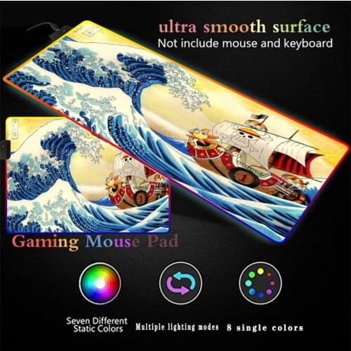 Great Wave One Piece Mouse Pad Anime Girl Sexy Poba Large LED 7-color Lighting RGB Mouse Pad Rubber Non-slip Thickening Tablemat