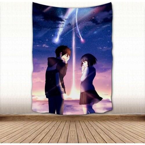 Nice Your Name Anime Tapestry Colorful Psychedelic Decorative Carpet Wall Fabric For Living Room Bedroom Tapestries Accessories