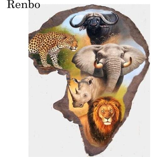 5D Diy Diamond Painting Lion Tiger Elephant Hippo Animal Diamond Embroidery Mosaic Full Square Drill Sticker Cross Stitch Kit