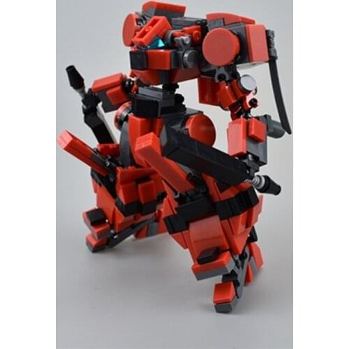 Red Model Kits DIY STEM MOC MU06 Mecha Model Small Particle Building Blocks Educational Toy