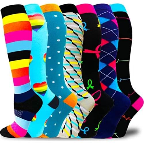 Running Men Women Compression Stockings Varicose Veins Socks Outdoor 20-30 MmHg Compression Socks Flight Marathon Sports Socks