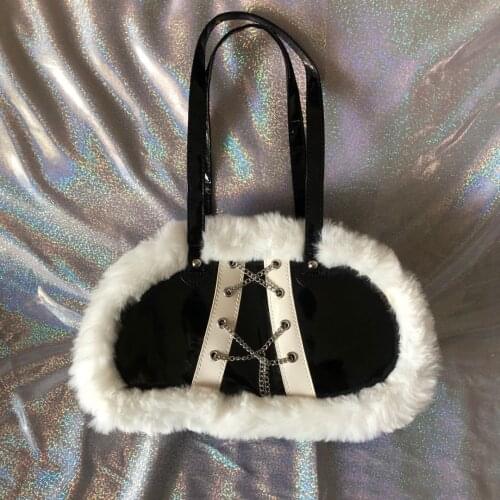 New Luxury Brand Designer Handbags Patent Leather Plush Uniform Decoration Bag Handbag Underarm Bag Diagonal Bag Women tote bag