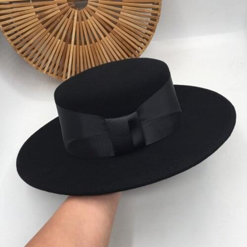 About new winter wool ceiling wide-brim hats trill web celebrity fashion with elegant black hat