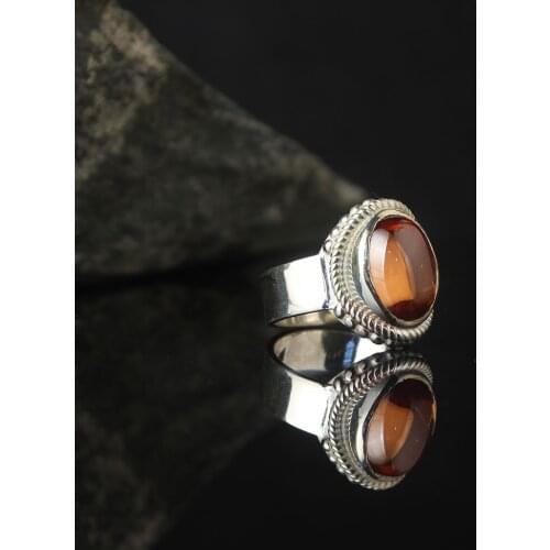 Orange Zircone Traditional Turkish 925 Sterling Silver Special Craft Handmade Signet Ring Jewelry Gift From Turkey for Women Men