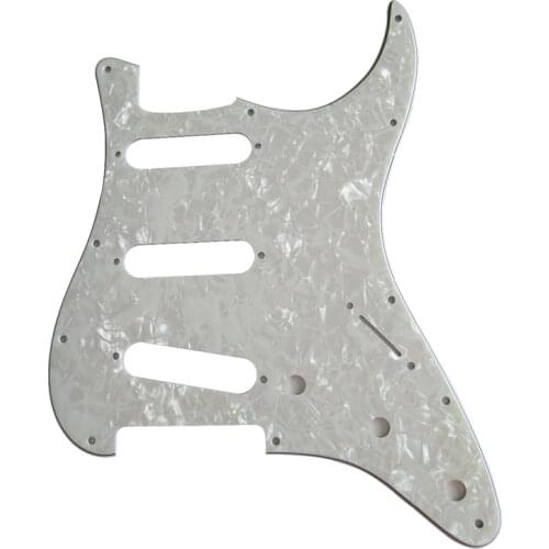 Pleroo Custom Guitar pickgaurd - For 72' 11 Screw Hole Standard St SSS Guitar pickguard Scratch Plate , 4 Ply White Pearl
