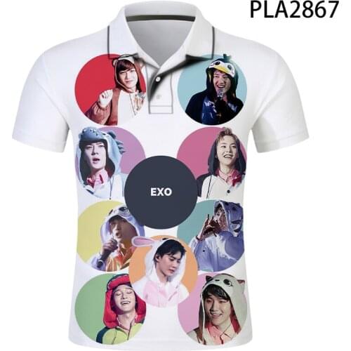 Summer EXO 3D Printed Polo Shirt Men Fashion Camisas Streetwear Casual Harajuku Hombres Short Sleeve Ropa De Hombre Tops