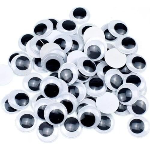 100Pcs Self Adhesive Googly Wiggly Eyes 6/8/10/12/mm Mixed for Toys Dolls DIY Accessory Eyeball for Scrapbook Dolls Accessories