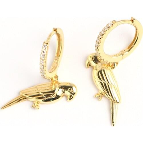 925 Sterling Silver Earring Fashion Design Zircon Animal Bird Short Paragraph Drop Ear Ring Female Personality Trend Ear Jewelry