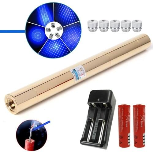 High power Blue Laser Pointer all copper Most Powerful lazer sight 450nm1000m Focusable burn match candle lit cigarette