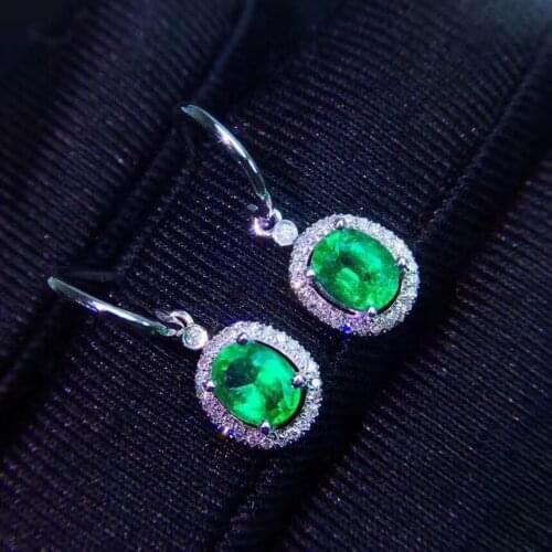Natural and Real Emerald Earring 925 Sterling Silver Fashion Earring For Women Anniversary Jewelry Wholesale