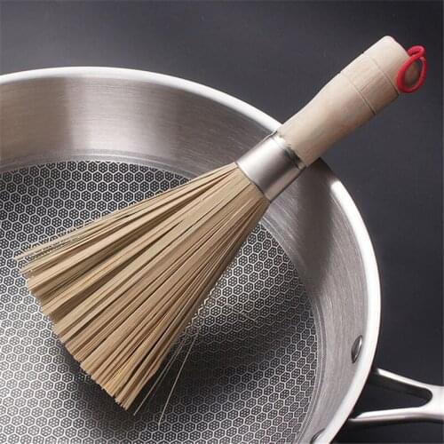 Traditional natural bamboo wok Pan Pot Brush Dish Bowl Washing Cleaning Brush Household Kitchen Cleaning Tools High Quality