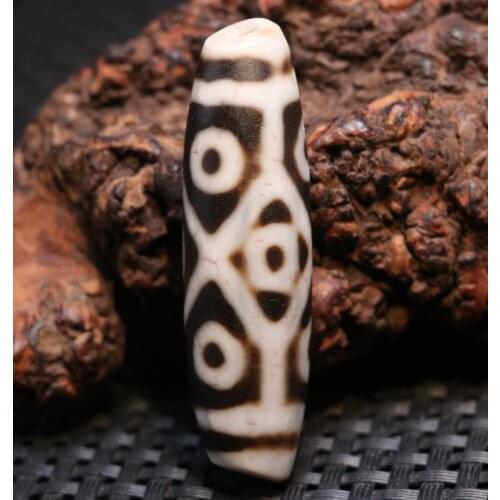 Unique Magic Power Tibetan Old Agate 9 Eye Longevity dZi Bead Amulet Pendant 5A Timestown UPD22