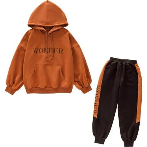 Girl spring sports two piece set Girl hooded sweater pants suit Girl cotton casual two-piece suit Girl Western sports suit