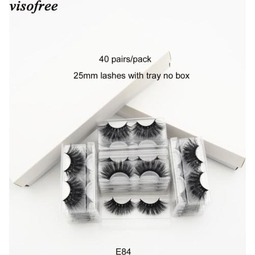Visofree 40 Pairs/pack 25mm Lashes 3D Mink Lashes Extention Thick Long Lashes Wholesale Fake Eyelashes Dramatic Eyelashes Makeup