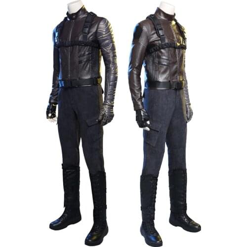 Adult Men Falcon And Winter Soldier Cosplay Costume Bucky Barnes Outfit Halloween Party Outer Wear With Shoes