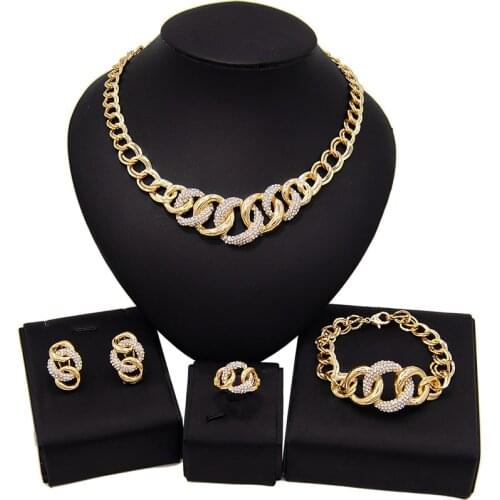 Yulaili Wholesale Price Gold Color Traditional Design Jewelry Sets For Women Necklace Earrings Bangle Ring Wedding Jewellery