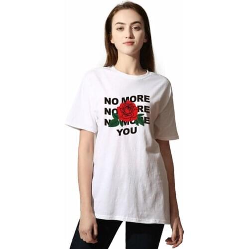 Female Letter Rose Print T Shirt Harajuku T-Shirts Women 2021 New Summer Short Sleeve Casual Clothing Punk Tee Tops